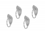 Set 4 inele pentru servetele Leaf V2, 4.5 x 3 cm, metal, argintiu, Excellent Houseware