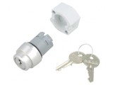 Comutator Rotativ cu Cheie 22mm Argintie 3 Pozitii