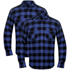 Cama?a de lucru/flanela barba?i, tartan albastru-negru, XL, 2 buc. foto