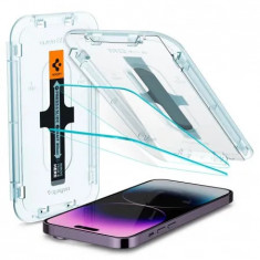 Set 2 folii iPhone 14 Pro Max sticla securizata Transparenta Spigen T-FIT