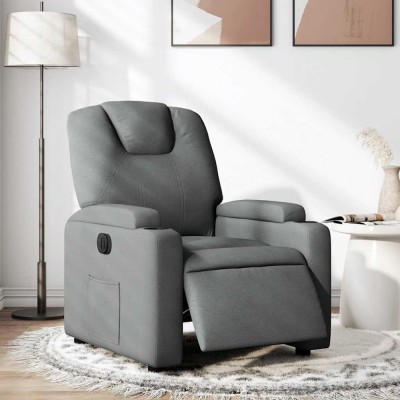 vidaXL Fotoliu rabatabil electric, gri &amp;icirc;nchis, material textil 3204345 foto