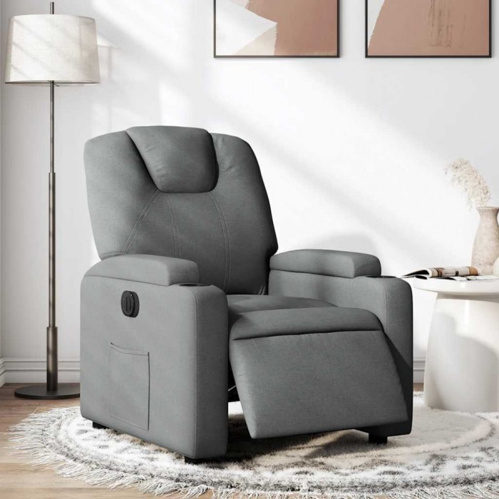 vidaXL Fotoliu rabatabil electric, gri &icirc;nchis, material textil 3204345