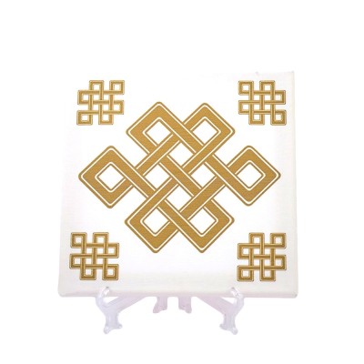 Placheta ( placa ) cu nod mistic auriu pe canvas foto