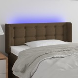 vidaXL Tăblie de pat cu LED, maro &icirc;nchis, 93x16x78/88 cm, textil