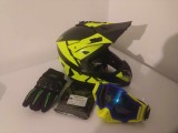Cumpara ieftin Set Moto Enduro: Casca L (59-60cm) + Ochelari + Manusi + Cagula, ABS, Ventilatie, Cozoroc Reglabil, Interior Detasabil, Certificare ECE