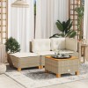 Taburet gradina vidaXL bej, poliratan, 63.5x56x32 cm, cu perna inclusa