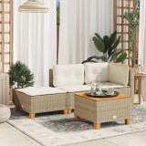 Taburet gradina vidaXL bej, poliratan, 63.5x56x32 cm, cu perna inclusa