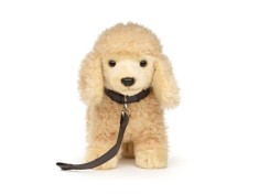 Caine de plush Caniche pudel de jucarie cu lesa 24cm