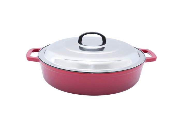 Cratita joasa din fonta emailata cu capac inox 40cm - 8 l Handy KitchenServ