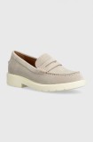 Geox mocasini din piele intoarsa D SPHERICA EC1 A femei, culoarea gri, cu toc plat, D25QRA 00022 C1010