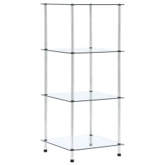 Gossi raft cu 4 niveluri transparent, 40x40x100 cm, sticla securizata