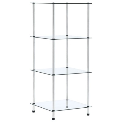 Gossi raft cu 4 niveluri transparent, 40x40x100 cm, sticla securizata foto