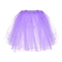 Fustă Tutu Copii, Model LED, Culoare Mov cu Stele și Lună Holografice