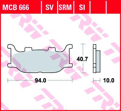 Set placute frana fata TRW MCB666SV - Yamaha Majesty 125-250cc - Yamaha XV Virago - FZ6 Fazer - XJ 600 - MT-03 - XVS 1100 Drag Star foto