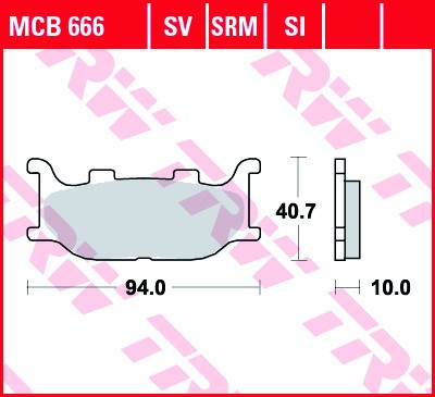 Set placute frana fata TRW MCB666 - Yamaha Majesty 125-250cc - Yamaha XV Virago - FZ6 Fazer - XJ 600 - MT-03 - XVS 1100 Drag Star foto