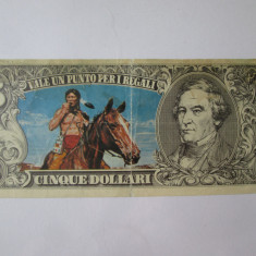 Italia 5 Dollari colectie Edis Torino 1972 bancnota fantezie