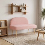 vidaXL Bancă tapițată cu spătar Roz 110 x 60 x 76 cm Boucl&eacute; 42040772