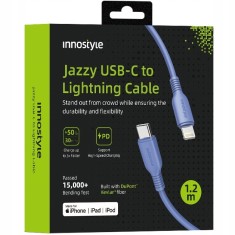 Innostyle Jazzy Jazzy Usb-C Lightning Mfi Cablu De &Icirc;ncărcare Rapidă Pentru Iphone Kevlar 1M Albastru