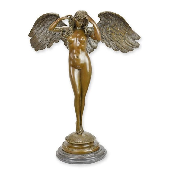 Coboara noaptea-statueta din bronz pe un soclu din marmura BX-51