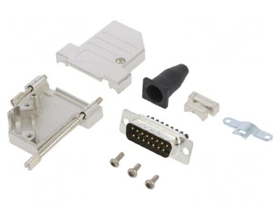 Conector D-Sub 15 Pin Tată 45&amp;deg; Terminal Șurub pe Cablu foto