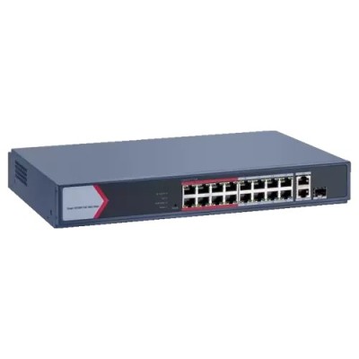 Switch 16 porturi PoE 100Mbps, 1 port Gigabit combo, 1 Gigabit RJ45, SMART Management - HIKVISION DS-3E1318P-EI-M foto