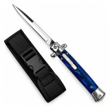 Cumpara ieftin Cuțit cu lamă tip stiletto automat DEPOX&reg;, m&acirc;ner albastru, 27 cm, cu husă inclusa