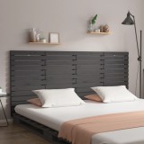 Tăblie de pat pentru perete, gri, 156x3x91,5 cm, lemn masiv pin