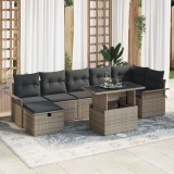 Gossi set de sofa pentru gradina cu 8 piese gri poliratan
