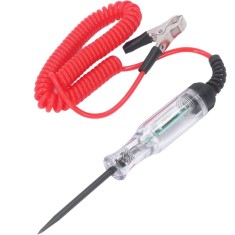 Tester electric auto cu afisaj digital 5&ndash;120V DC, sonda metalica, clema crocodil, cablu spiralat, pentru instalatia electrica auto/moto/camioane