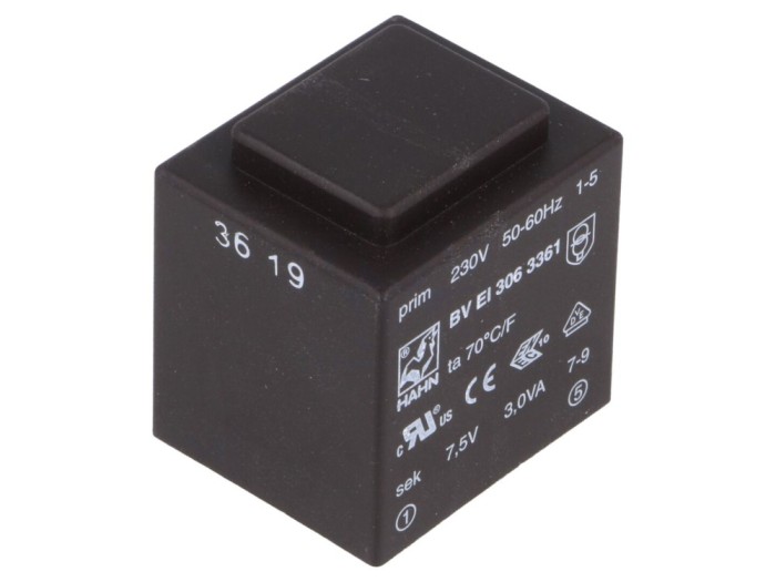Transformator &icirc;ncapsulat PCB 3VA 7.5V