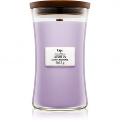 Woodwick Lavender Spa lumânare parfumată cu fitil din lemn 609.5 g