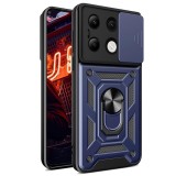 Husa pentru xiaomi redmi note 13 4g, slide si snap, magnetic ring, blue