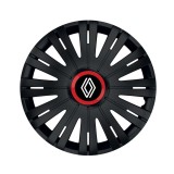 Cumpara ieftin Set 4 Capace Roti pentru Renault Nou, model Active Black Cu Inel Rosu, R15, RENAULT