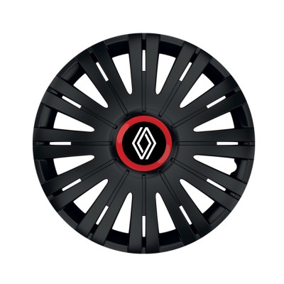 Set 4 Capace Roti pentru Renault Nou, model Active Black Cu Inel Rosu, R15, RENAULT foto