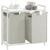 Raft baie cu cosuri rufe, Artool, placa raft MDF, cadru otel, 2 compartimente rufe, alb, 73x33x72 cm, Leobert