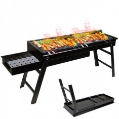 Gratar Portabil Drepunghiular Pliabil 60x22x32cm Otel BBQ04 JU foto