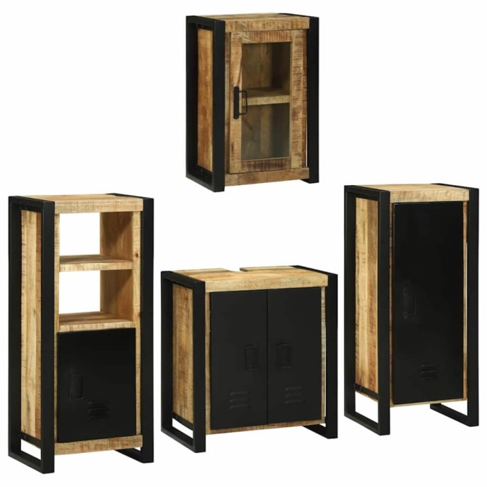 vidaXL Set de mobilier pentru baie 4 pcs Maro Lemn de mango solid 3305702