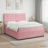 Cumpara ieftin Pat boxspring cu saltea cu headboard Roz 180 x 200 cm Catifea