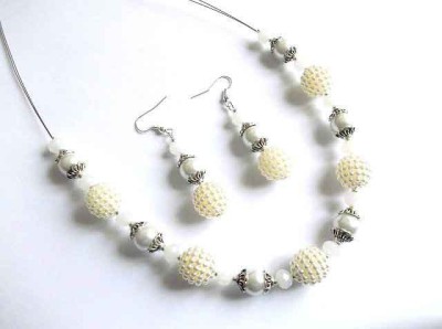 Set bijuterie, cristale si perle sticla, set cercei si colier 32689 foto