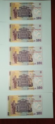 100 lei 2005 (2017) consecutive 5 UNC foto