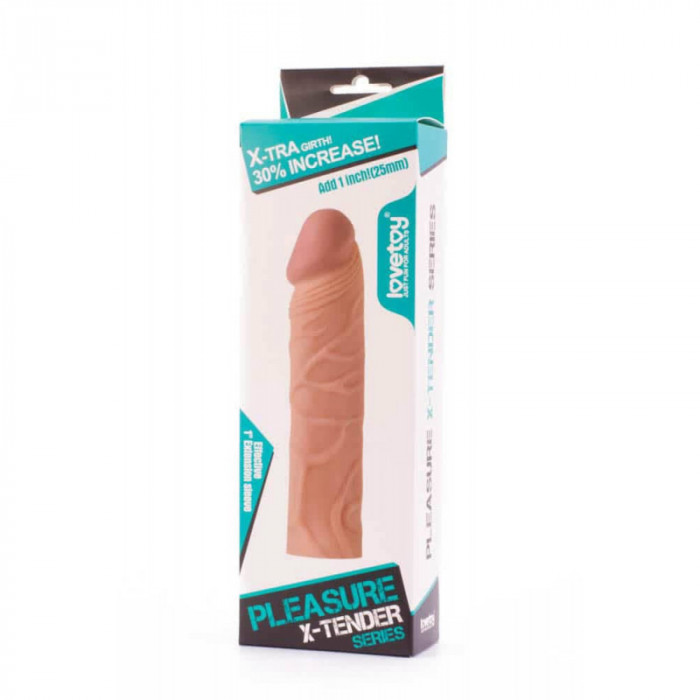 Prelungitor Penis Pleasure X-Tender Penis Sleeve, 17 cm