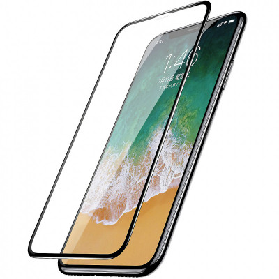 Folie Protectie Ecran Baseus pentru Apple iPhone 11 Pro Max / Apple iPhone XS Max, Plastic, Full Face, 3D, 2.5mm, Neagra SGAPIPH65S-HA01 foto