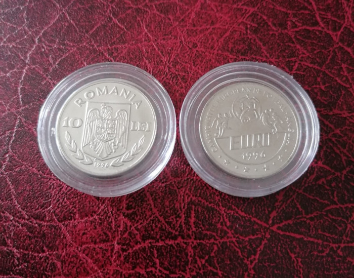 Romania, moneda necirculata, 10 lei 1996, Campionatul European