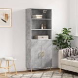 vidaXL Dulap &icirc;nalt, gri beton, 69,5x34x180, lemn compozit