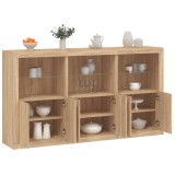 vidaXL Servantă cu lumini LED, stejar sonoma, 181,5x37x100 cm