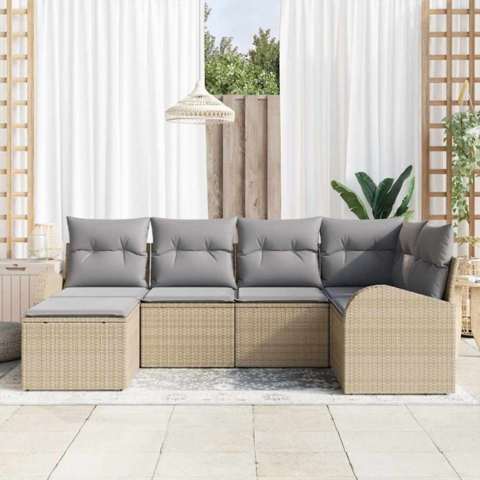 vidaXL Set de canapele pentru grădină cu pernă 6 pcs Bej, gri deschis