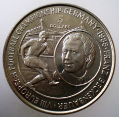 5.345 NIUE FRANZ BECKENBAUER FOTBAL 5 DOLLARS 1988 AUNC 38mm 50000ex. CERTIFICAT foto