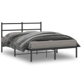 VidaXL Cadru de pat metalic cu tăblie, negru, 135x190 cm 355364