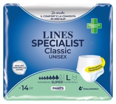 Scutece pentru adulti tip chilot Lines Specialist Super, 7 picaturi, marimea L, 14 bucati, unisex foto