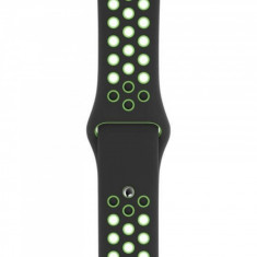 Curea Apple Watch Silicon Sport Neon Black cu perforatii 45 44 42mm